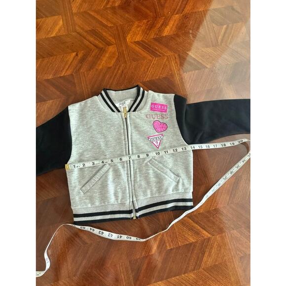 Guess Kids Gray Black Varsity Zip Jacket NWT Size 6X Logo Jacket - Picture 4 of 12